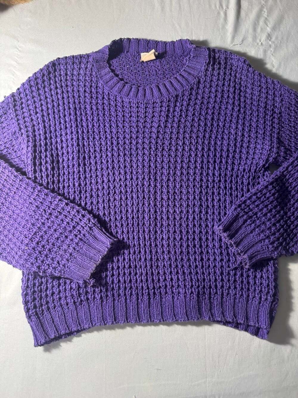 Retro by Renaissance Vintage Purple Cotton Open Knit Sweater